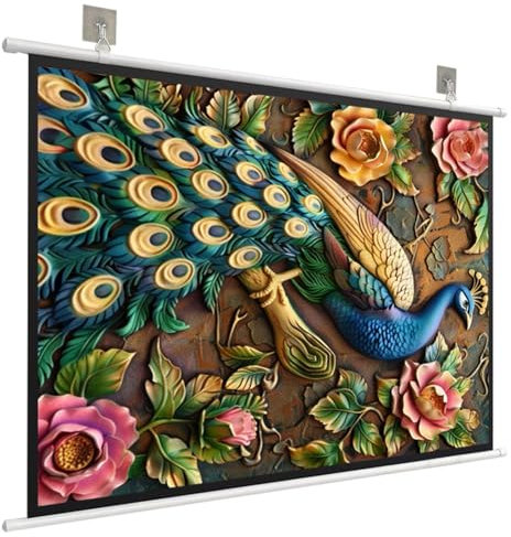 BGBZHMMEE Portable Écran De Projection, Vidéo Projecteur Manuel Déroulant, Projection pour Vidéoprojecteur 40 50 60 72 Pouces 4:3 16:9, Cinéma Maison Intérieur Extérieur, Anti-Plis(40 inch/4:3)