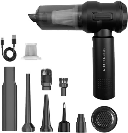 Limitless 2-in-1 Portable Cordless Powerful 3-Mode 14000Pa Handheld Vacuum & Air Blower/Pump with Carrying Case + Attachments