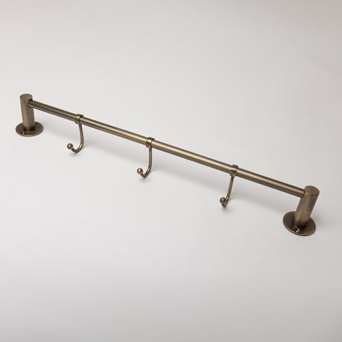 Barra appendiabiti da cucina in ottone massiccio, barra appendiabiti per utensili, appendiabiti per armadio, barra resistente con 3 ganci, porta asciugamani da bagno