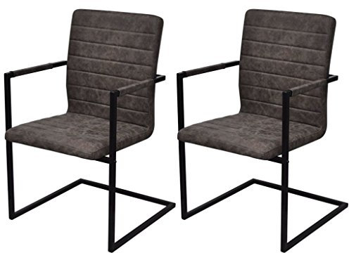Xichuzi Freischwinger 2 STK Stühle Set, Esszimmerstühle, Dining Chairs, Esstisch Stühle, Besucherstuhl, Küchenstühle, Esszimmermã¶Bel, Freischwinger Stühle, Braun Kunstleder