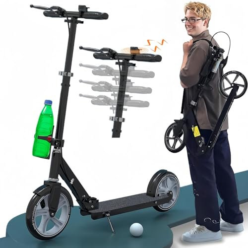 Cityroller Tretroller Erwachsene Cityroller Scooter 230 mm Räder PU Big Wheel, Klappbar und Höhenverstellbar mit Bremsen und Stoßdämpfern, 150 kg Tragkraft B