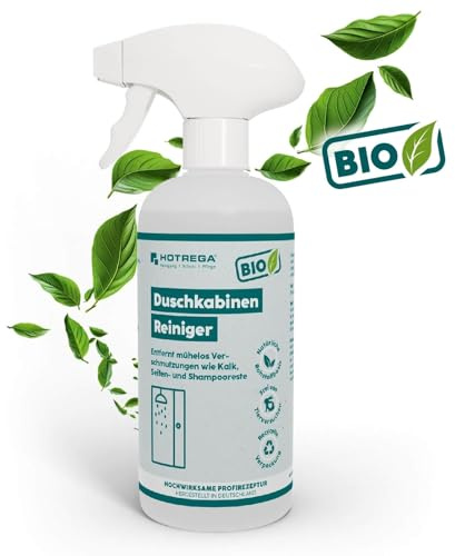 HOTREGA BIO Duschkabinenreiniger 500ml | Kraftvoller Sanitärreiniger | Badreiniger gegen Kalk, Seifenreste & Grauschleier | Glasduschen, Fliesen & Armaturen | Naturbasis & Made in Germany