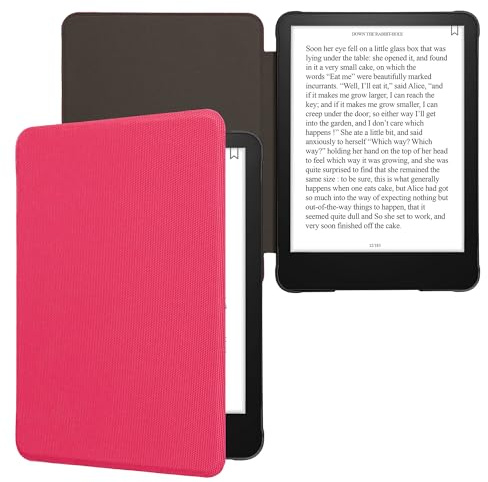 kwmobile Case Compatible with Amazon Kindle Paperwhite (2024)/Colorsoft - Nylon Protective e-Reader Cover Folio Book Style Case - Pink