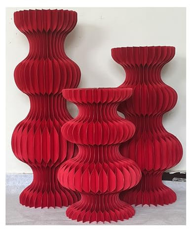 Alzate for torte, tavolo da dessert, piedistalli cilindrici da 3 pezzi, tavoli for piante da pavimento con supporto cilindrico, colonna romana pieghevole in cartone for decorazioni sullo sfondo (rosa)