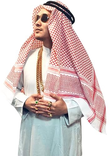 RUMAOZIA Muslim Schal Kopftuch Arabisch Herren Turban Bandana Muslimischer Hijab Moslem Schal Turban Ramadan Schal Atmungsaktives Weiches Muslimisches Hijab Karierte Arabischer Kopfbedeckung