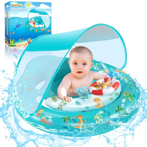 GLOPUS Bouee Bebe, Bouée Bébé, Bouee Bebe Piscine avec Pare Soleil UPF 50+, Piscine Empêcher Le Retournement Flotteur de Piscine pour Tout-Petits pour 6 à 36 Mois