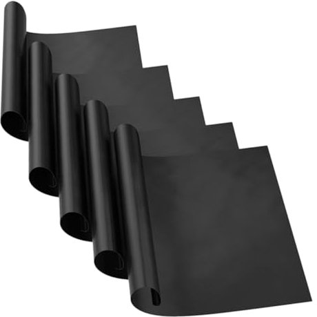 Tapis de Cuisson Antiadhésif Ptfe 5 Pièces Noir 40x33 Cm