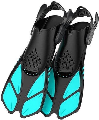 FEVKFTXF Verstellbare Schwimmflossen für Erwachsene, Tauchflossen, Schwimmfroschschuhe, rutschfeste Sohle,Grün,S/M
