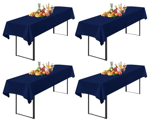 4 Stück Tischdecke Bierzeltgarnitur 100 x 250cm Biertisch Tischdecke wasserdichte Polyester Bierbank Tischdecken für 50 und 70cm Biertische, Rechteckige Tischdecken für Hochzeitsfeiern(Marineblau)
