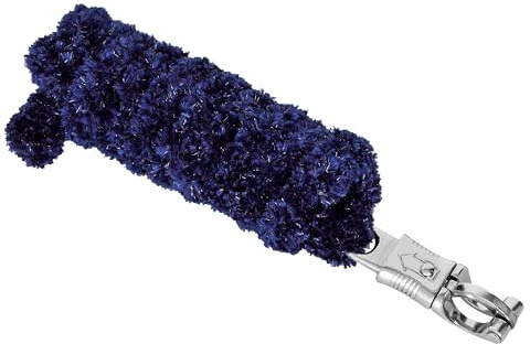 Start Führstrick für Pferde – 2m weiches Anbindestrick mit Karabinerhaken – Flauschiger Fluffy-Pferdestrick aus Nylon – ideal für Stall, Weide & Transport (Dunkelblau, Panikhaken)