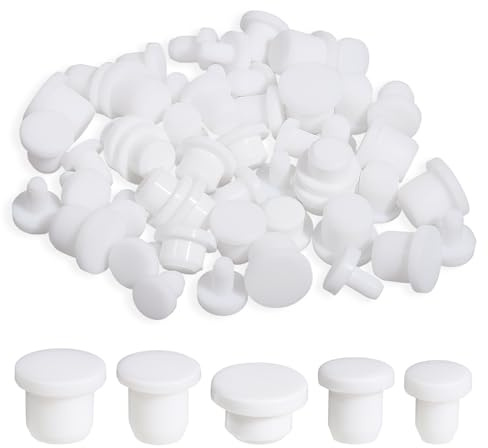 50 Pcs Silicone Rubber Hole Plug 5 Sizes Black Round Rubber Soft Flexible Plugs Waterproof Button Holes End Covers for 4-9.5mm Inner Diameter Flower Pot Hole Bottles