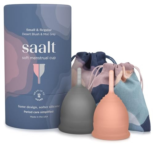 Saalt Soft Menstrual Cup – Wiederverwendbare Perioden-Tasse – Komfortabler, Leckfreier Schutz bis zu 12 Stunden – BPA- & Latexfrei – Inklusive Tasse & Tragetasche