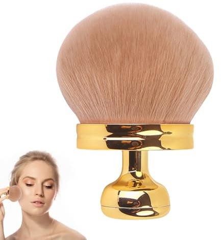 Extra Large Makeup Brush for Face and Body, Mushroom Head & Oval Tanning Brush with Gold Handle for Large Coverage Powder Foundation, Self Tanner, Bronzer & Suncreen