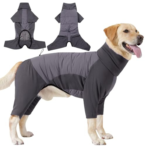 HEYWEAN Hundemantel Fleece mit Beinen Hundepullover Kleine Mittelgroße Grosse Hunde Wintermantel Hundejacke Winter Hundebekleidung Warm Fleecemantel Hund Jacke Hundeoverall Hundepyjama Fleecejacke