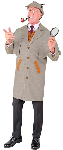 W WIDMANN MILANO Party Fashion - Disfraz de detective, abrigo, chaleco y sombrero, disfraz para carnaval o fiesta temática