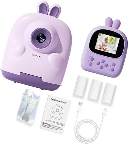 Bambini Stampa Macchina Fotografica Giocattolo Con Obiettivo 1080P Schermo 2.4 '' & Batteria Ricaricabile Viaggio Portatile Per Apprendimento Creativo Fotocamera Digitale Per I Bambini