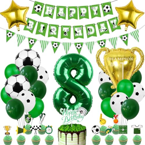 Fußball Luftballon 8. Geburtstag, Fußball Deko Geburtstag, Fussball geburtstag Deko, Geburtstagsdeko 8 , Fussball Party, Grün Folienballon für Geburtstagsdeko