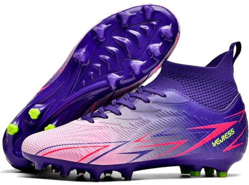 Kmrlofiy Botas de Fútbol Hombre Spikes Aire Libre Profesionales Zapatillas de Fútbol Tacos Atletismo Calzado de Fútbol Training Zapatos de Fútbol Deporte (Morado, 39EU)