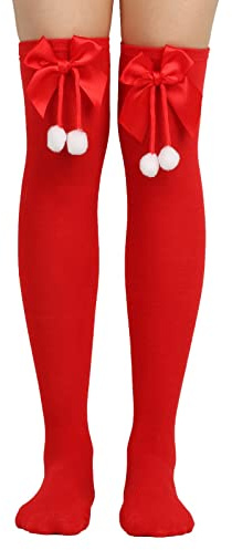 Générique Chaussettes Hautes de Noël Femme, Bas de Noel Grande Chaussettes Montantes Collant Lutin pour Fête Cosplay, Chaussette de Noël Hautes pour Femmes, Montantes Bas d'Hiver