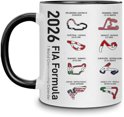 350ml Tasse für F1 Fans, Keramik Tasse mit Doppelseitiger Druck, Schöne Tassen Kaffeetassen für Büro und Heim, Geschenk Autoliebhaber, Lustig Rennsport-Thema Kaffeetasse