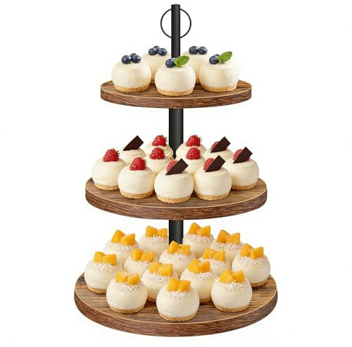 Yalitrca Etagere 3 Etagen aus Holz, Großer Cupcake-Ständer Ø30/25/20cm – Abnehmbares, Vielseitiges Kuchenplatte für Hochzeiten, Geburtstage, Baby-Duschen und Nachmittagstee