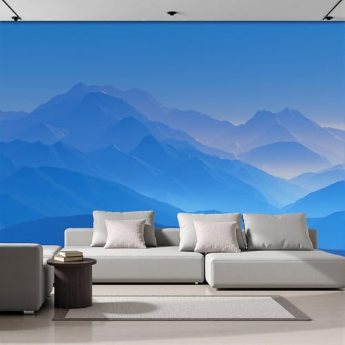 Papel Pintado Pared Panorámico Fotomurales Montañas De Cielo Azul Pintura Paisaje Sencillo Sala De Estar Dormitorio 200X140Cm Murales De Pared Papel Pared