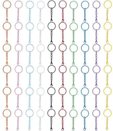 Lot de 60pcs anneau porte clé en 10 couleurs pour porte clef et attache
