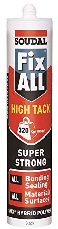 Black Soudal Fix All Turbo High Tack SMX Sealant Strong Bond Adhesive Polymer Silicone