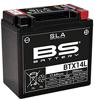 BS Battery 300760 btx14l AGM SLA Batería de moto, color negro