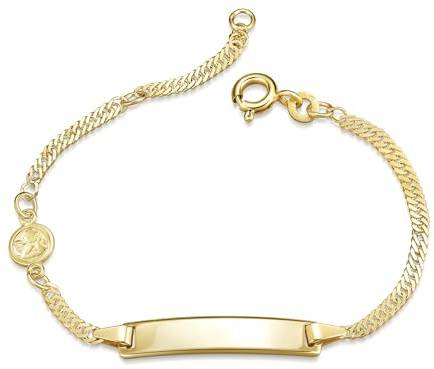Kinder und Baby Gravurarmband mit Schutzengel - echt 333 Gold, Länge wählbar von 12-16cm - inkusive Gravur