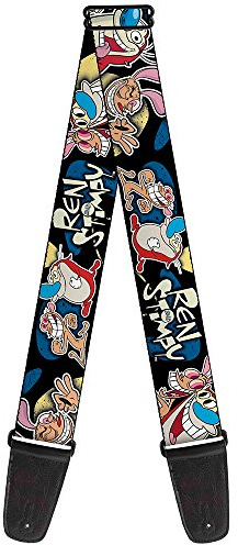 Nickelodeon Ren Stimpy Poses GS-WRN001 Gitarrengurt (5,1 cm breit), Ren und Stimpy 5,1 cm breit, 29-54 cm lang, Schwarz/Blau/Gelb