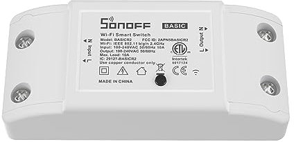 SONOFF Smart WiFi Light Switch 10A 2200W, Smart Relay Switch Universal DIY Module for Smart Home Automation, Works with Alexa & Google Home, Compatible with eWelink IFTTT, No Hub Required, BASICR2