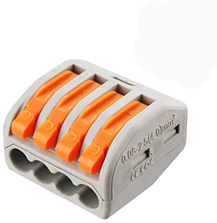 100 Pcs Lever Connectors Nuts 4 Conductor Combination Compact Wire Connectors Fast Connection Terminal 28-12 AWG Suitable for Multiple Types