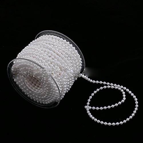 Egurs 20 Metri di Filo di Perle per Matrimonio, Decorazione da Tavolo Fai da Te, 4 mm, Bianco