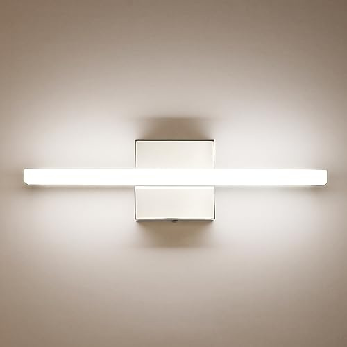 Combuh LED Bathroom Vanity Light Lamp 16Inch 9W IP44 Chrome Over Mirror Lighting Fixture Indoor Wall Sconce Modern Natural White 4000K