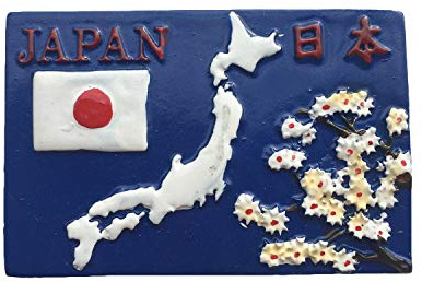 Japan Map Flag 3D Refrigerator Magnet Resin Travel Souvenirs,Handmade Home & Kitchen Decoration Japan Fridge Magnet Collection Gift