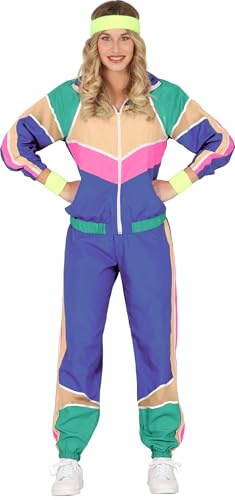 FIESTAS GUIRCA | 80er Jahre Gymnastik Kostüm für Damen - Jacke und Hose - Sportliche Retro Kostüme für Kostümpartys, Halloween und Karneval - Erwachsene - Blau und Mehrfarbig