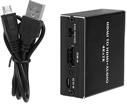 HDMI Splitter, 4K*2K HDMI Audio Splitter Extractor Converter 1HDMI input to 1HDMI + 3.5mm Analog Audio Output for Blu-ray DVD Player Xbox PS4