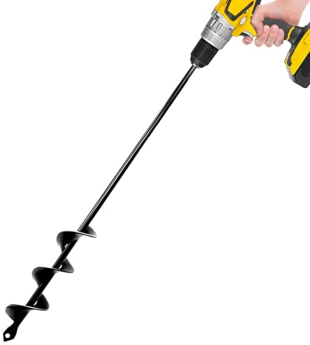 SORANGEUN Broca de taladro para plantar broca en espiral de jardín de 1.6 x 16.5 pulgadas, taladro de bombilla para taladro inalámbrico, taladro de tierra para excavadora de agujeros de postes,
