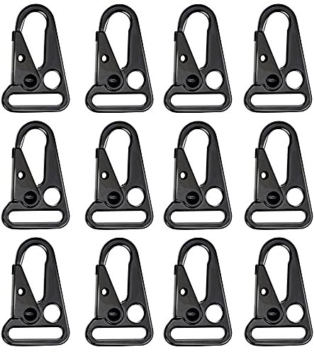 IndependentThose 12 Pieces 1 Inch Enlarged Mouth Clip Sling Clasp Hook for Keychain Snap Hooks Outdoor Bag Backpack Tactical Carabiners (Black 12 pack)