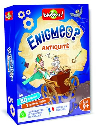 Bioviva - Enigmes - Antiquité - Jeu de Cartes Enfants 9+ | Jeu Educatif Devinettes - Thème Histoire - Dès 9 ans - 2 à 6 joueurs - Fabriqué en France
