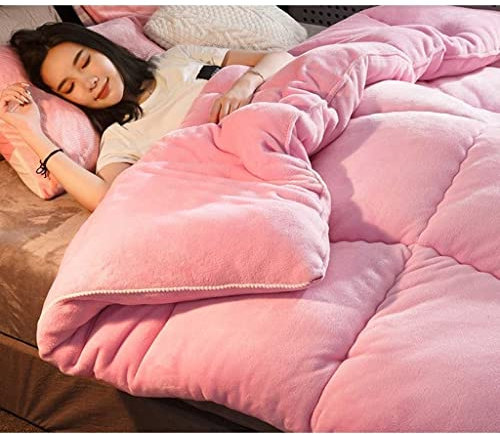 XFENG Tela cálida Gruesa de Lujo de Invierno Flannel sólido Acolchado,Franela súper Suave,Accesorios de Cama de otoño/Invierno,Juego de Ropa de Cama for Doble Doble