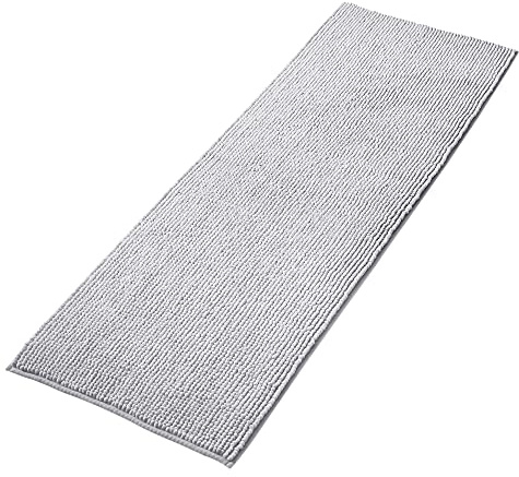 Decomira Tappeto Bagno Antiscivolo in Ciniglia | Tappetino bagno super assorbente, lavabile in lavatrice | Per il bagno, la doccia, la vasca da bagno o come tappetino WC | Grigio - 50x150 cm
