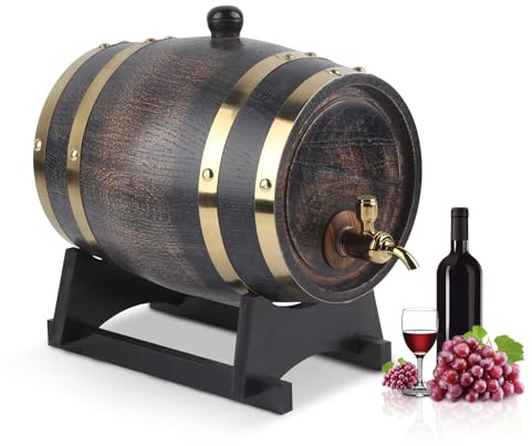 Dispensador de Barril de Whisky de 3 Litros, Barril de Envejecimiento de Roble, Barril de Whisky para el Hogar, Barril, Contenedor Con Grifo Para Brandy, Vino, Cerveza