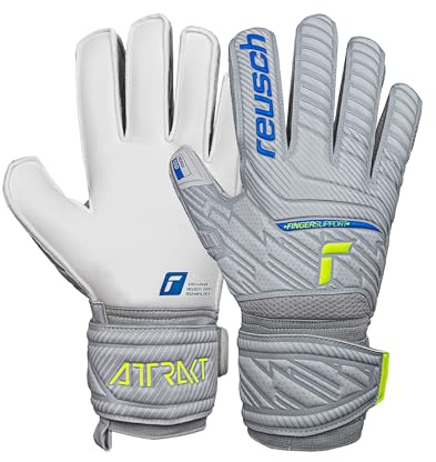 Reusch Torwarthandschuhe Erwachsene | Fingerschutz | zuverlässiger Grip | hohe Atmungsaktivität, für Training & Spiel, geeignet für Kunstrasen & Naturrasen, Größe 7,5-12, Attrakt Grip Finger Support