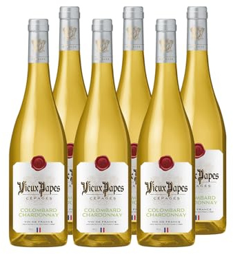 VIEUX PAPES - Vin Blanc - Vin de France - Cépages Colombard Chardonnay - Lot de 6 bouteilles x 75 cl