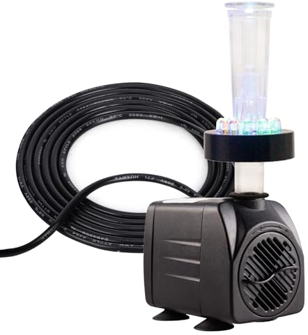 Water Pump for Water Feature, Pond Pump with Lights, Pond Pumps for Small Ponds, Water Fountain Pump Outdoor Garden Decorations for Water Features Pumps Aquarium Submersible LED Mini Silent 750L/H 15W