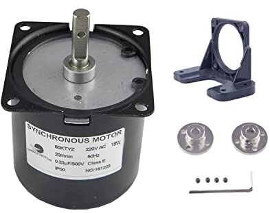 CHANCS 60KTYZ 220V 20RPM Permanent Magnet Synchronous Gear Motor CW/CCW with Fixed Bracket and Flange Coupling