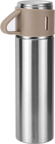 Bouteille isotherme à café en acier inoxydable avec tasse pour boissons chaudes et froides, 500 ml (marron mug, 500ml)