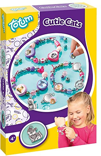 Totum Cutie-Cats Bastelset – Bunte Kätzchen Armbänder zum Selbstgestalten für Kinder – DIY Schmuck Bastelset, ideal als kreatives Kinder Geschenk, bunt